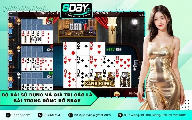 Bộ bài sử dụng và giá trị các lá bài trong Rồng Hổ 8DAY