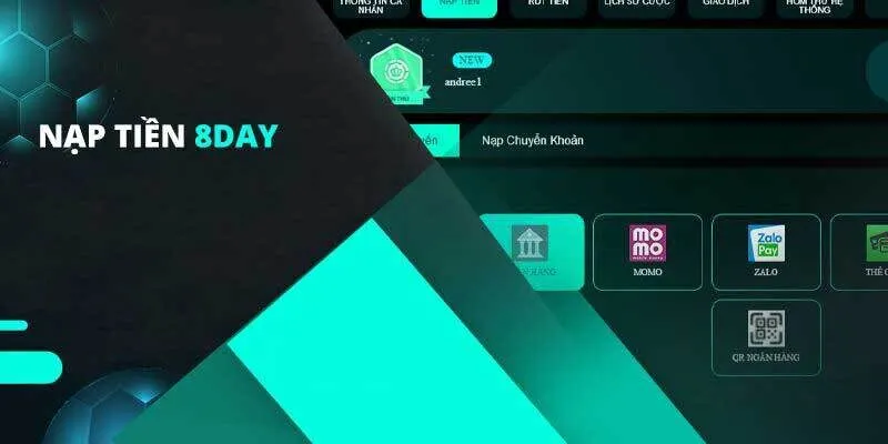 cổng nạp tiền phổ biến tại 8day