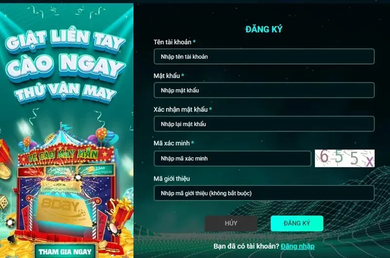 đăng ký tài khoản 8day trên pc