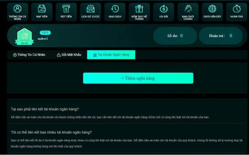 nạp rút tiền thuận tiện